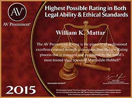 highest possible rating in both legal ability & Ethical Standards william mattar 2015