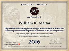highest possible rating in both legal ability & Ethical Standards william mattar 2016