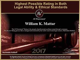 highest possible rating in both legal ability & Ethical Standards william mattar 2017