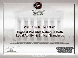 highest possible rating in both legal ability & Ethical Standards william mattar