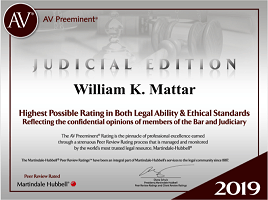 highest possible rating in both legal ability & Ethical Standards william mattar