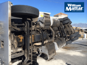 Underside of a tanker truck that crashed
