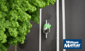 Cyclist riding in bike lane